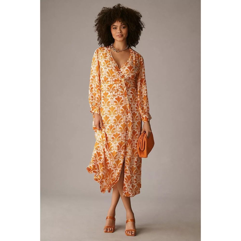 Anthropologie Maeve Printed Wrap Shirt Dress - Picture 2 of 11